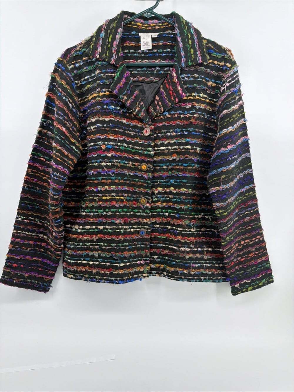Coldwater Creek Jacket Womens Medium Colorful Textured Silk Blend Boho Artsy